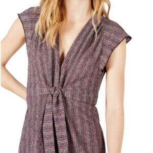 Free People Women's In Your Eyes Knit Tie Front Striped Blouse Size XS